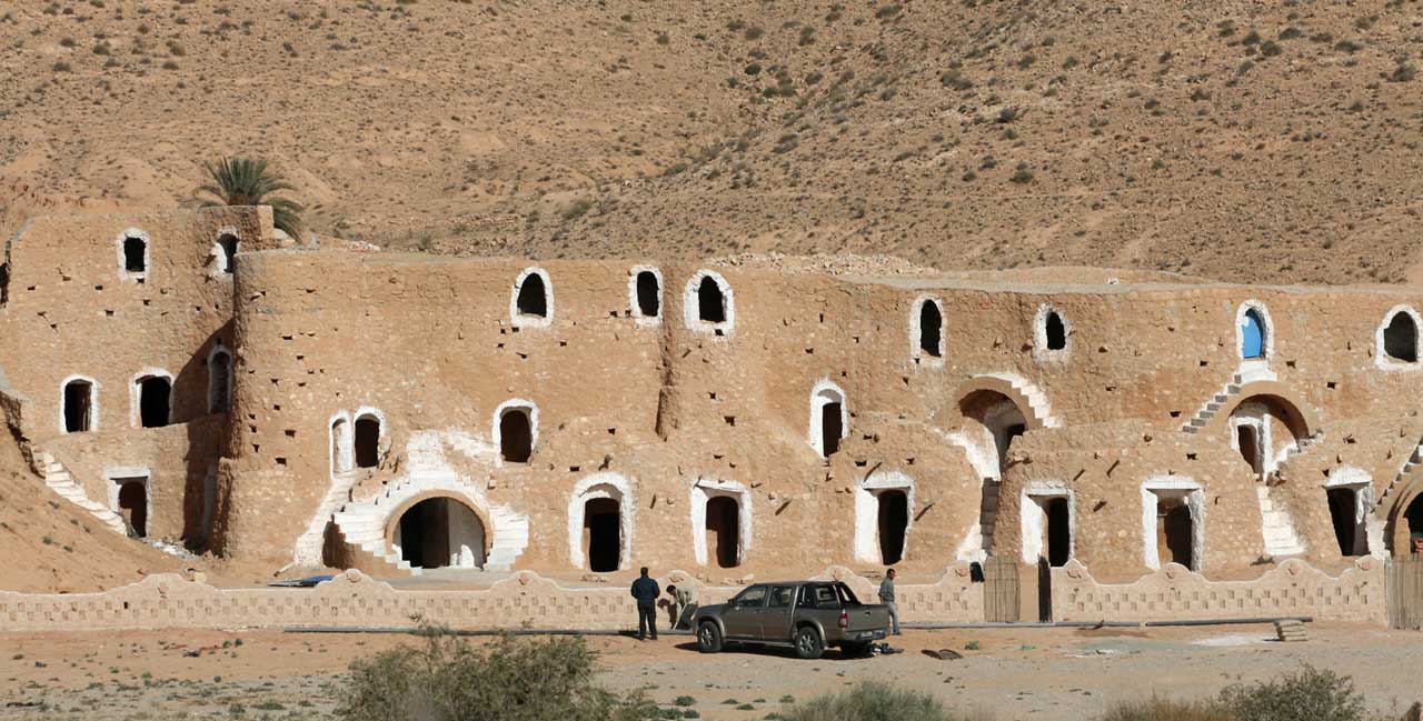 Homes between the Ksar Ghilane oasis and the ferry at Djerba.